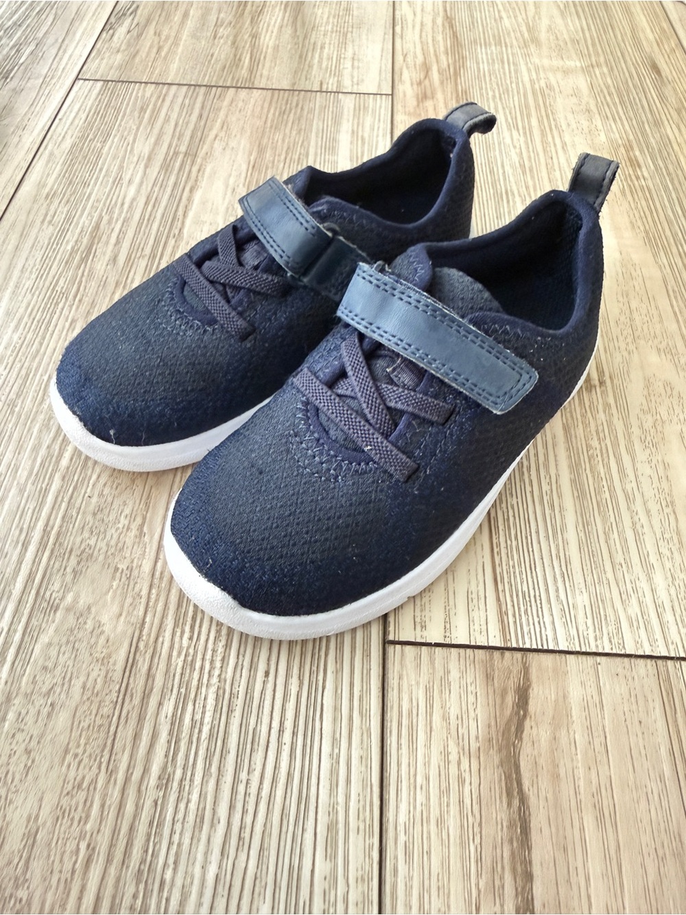 Clarks Kids Navy Athletic Sneakers with Hook-and-Loop Strap